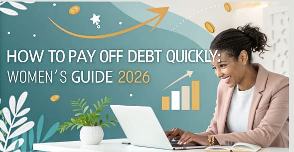 A confident woman managing her finances on a laptop, surrounded by charts and money icons, symbolizing financial growth and empowerment — How to Pay Off Debt Quickly: Women’s Guide 2026. A confident woman managing her finances on a laptop, surrounded by charts and money icons, symbolizing financial growth and empowerment — How to Pay Off Debt Quickly: Women’s Guide 2026.