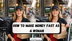 woman delivering food to earn money fast using a delivery app