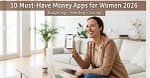 10 must-have money apps for women in 2026 with smartphone showing budgeting and investing features